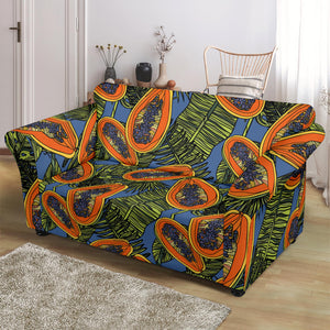 Colorful Papaya Tropical Leaves Loveseat Couch Slipcover