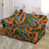 Colorful Papaya Tropical Leaves Loveseat Couch Slipcover