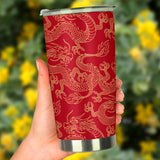 Gold Dragons Red Background Tumbler