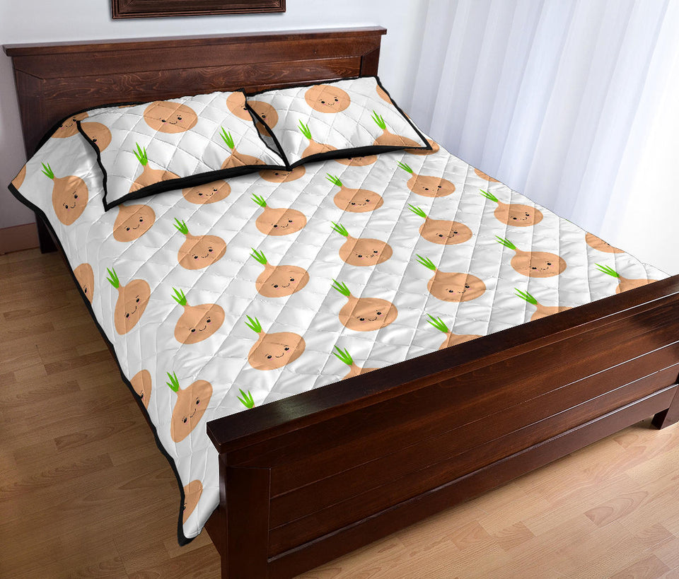 cute onions smiling faces Quilt Bed Set