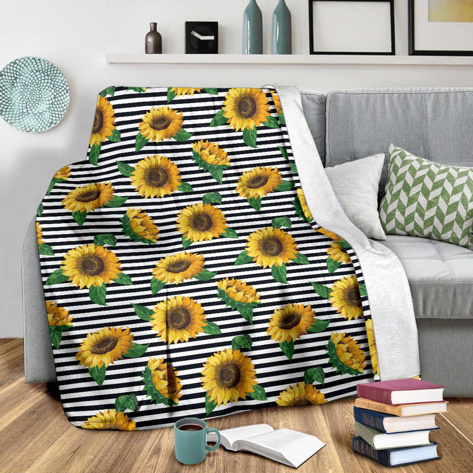 Sunflowers Ribbon Background Premium Blanket