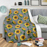 Sunflowers Ribbon Background Premium Blanket