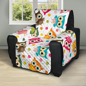 Color cute owl pattern Recliner Cover Protector