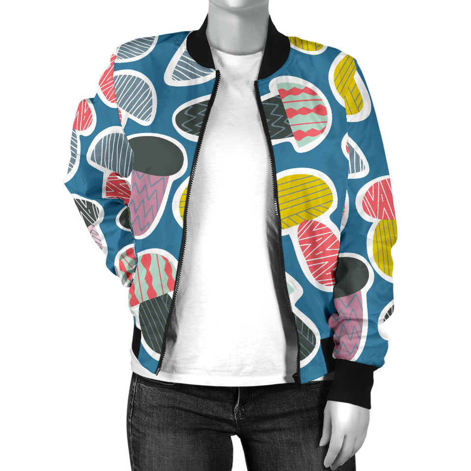 Colorful Mushroom Design Pattern Women'S Bomber Jacket