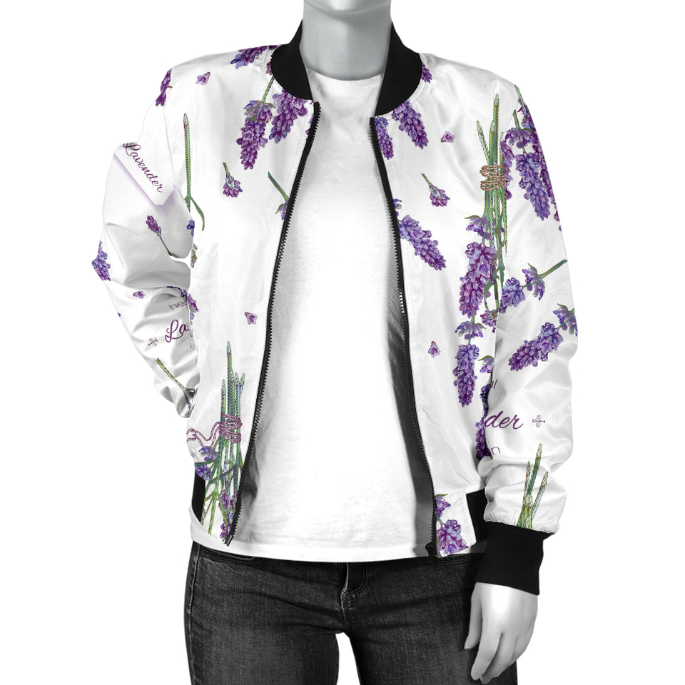 Lavender Flower Design Pattern Women'S Bomber Jacket