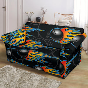 Bowling Balls Flame Pattern Loveseat Couch Slipcover