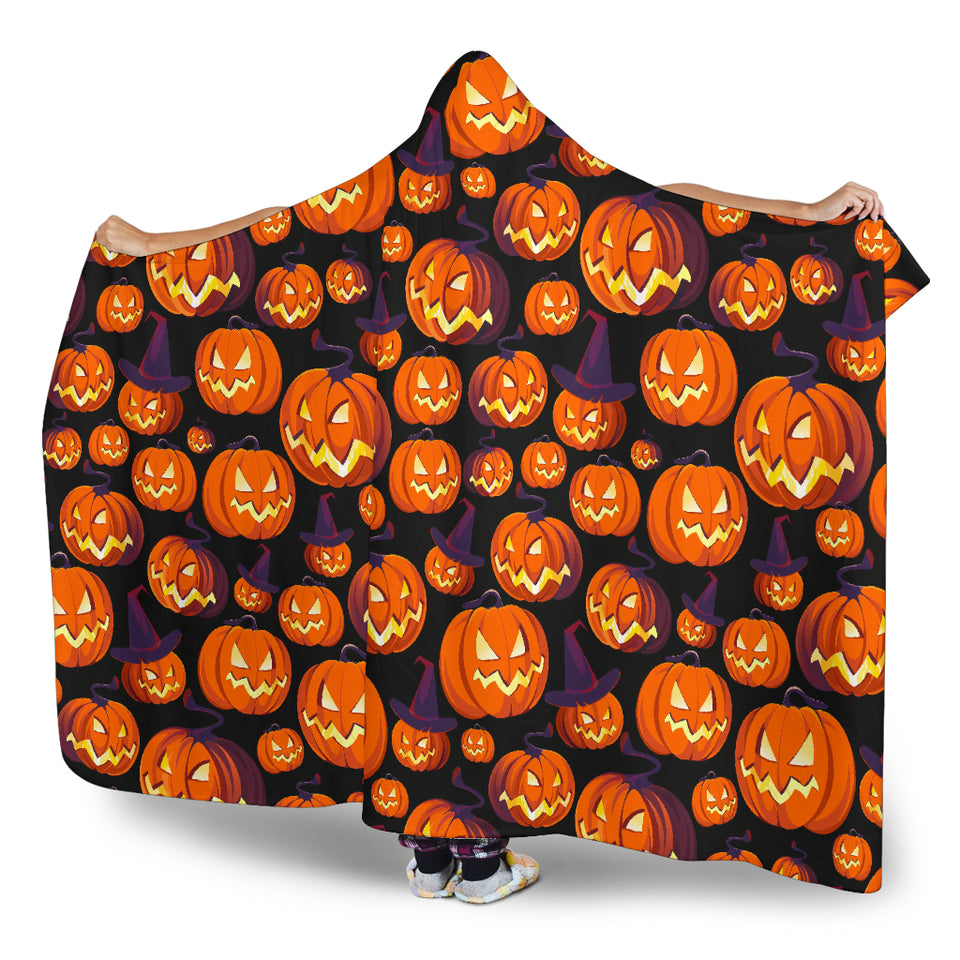 Halloween Pumpkin Pattern Hooded Blanket