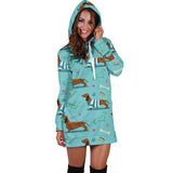 Dachshund Decorative Background Women'S Hoodie Dress