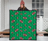 American Football Ball Field Background Premium Quilt