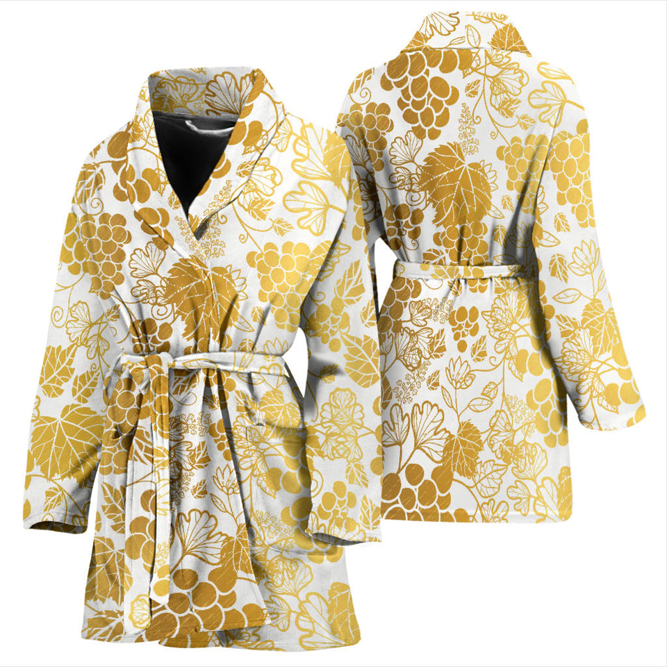 Gold Grape Pattern Women'S Bathrobe