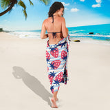 Strawberry Pattern Blue Lines Background Sarong