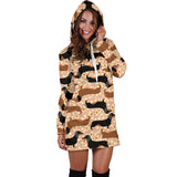 Dachshund Floral Background Women'S Hoodie Dress