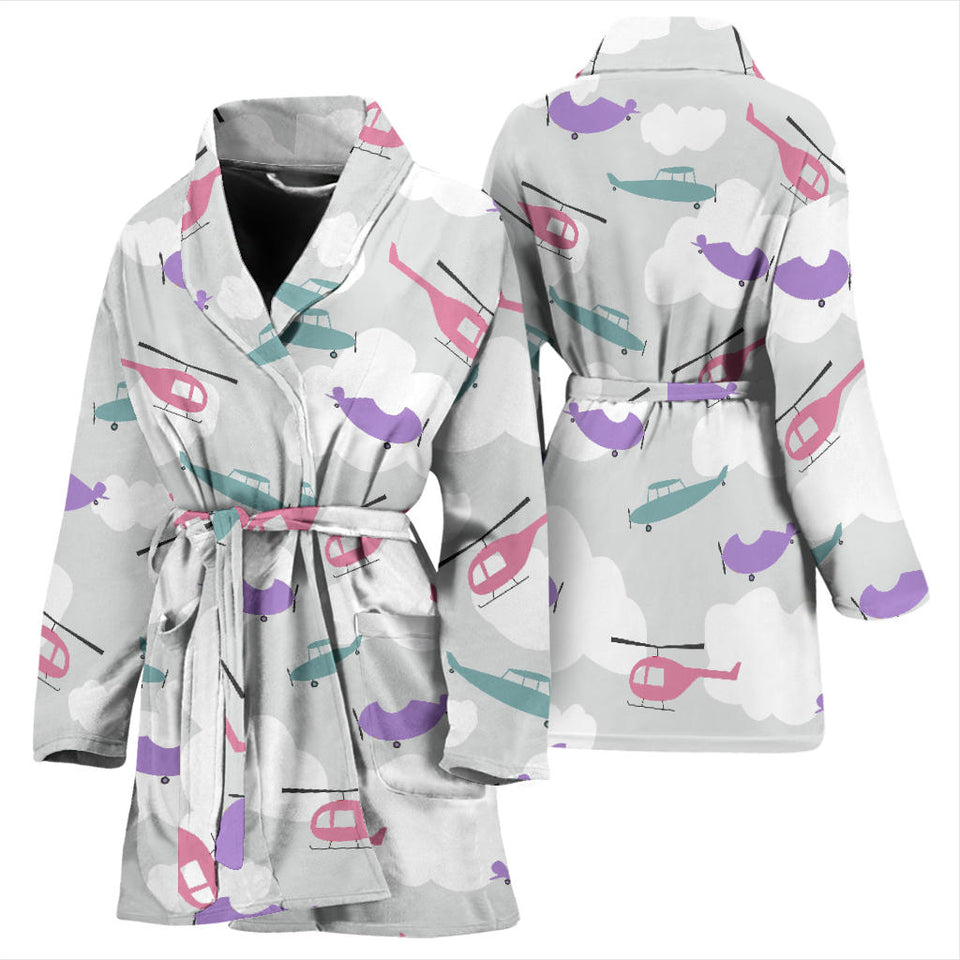 Helicopter Plane Pattern Women'S Bathrobe