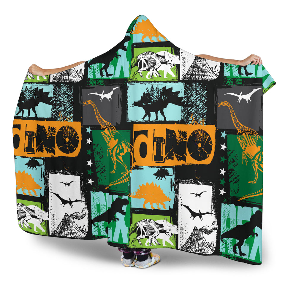 Dinosaurs Print Pattern Hooded Blanket