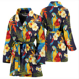 Colorful Parrot Flower Pattern Women'S Bathrobe