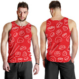 sushi pattern red background Men Tank Top