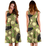 Eggplant Pattern Print Design 02 Sleeveless Midi Dress