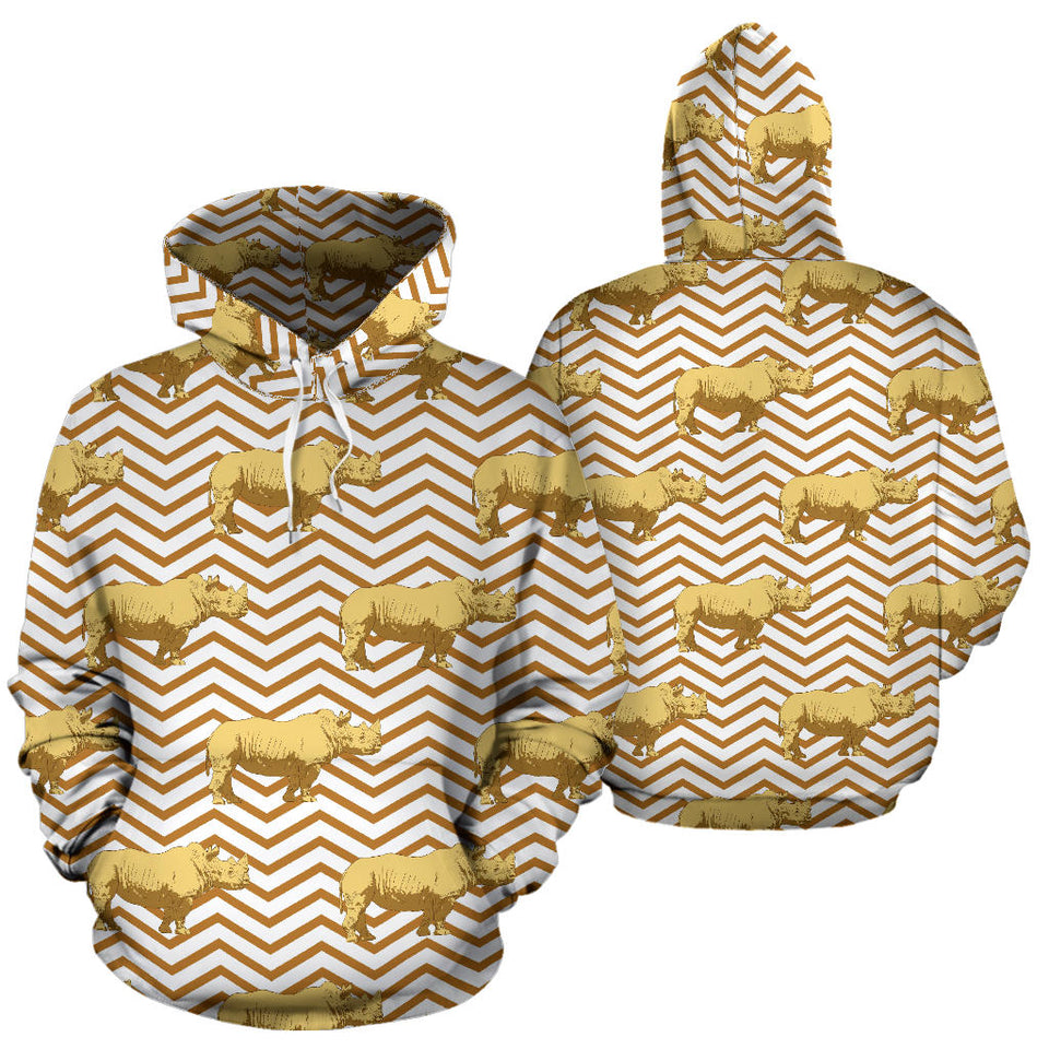 Rhino Yellow Theme Pattern Men Women Pullover Hoodie