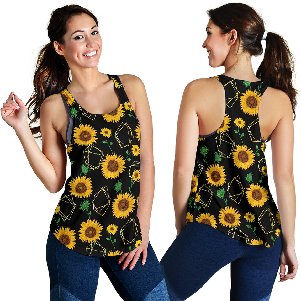 sunflower golden polygonal shapes Women Racerback Tank Top