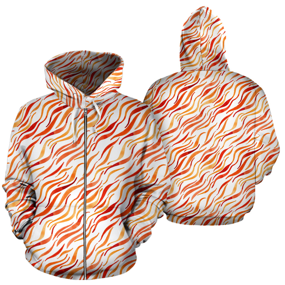 Fire Flame Watercolor Pattern Zip Up Hoodie