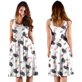 Ostrich Pattern Print Design 02 Sleeveless Midi Dress