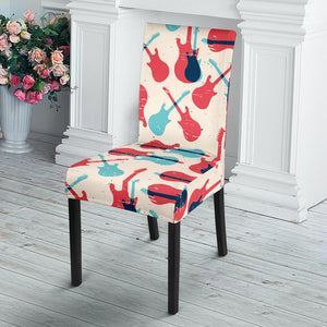 Red Blue Guitar Pattern Dining Chair Slipcover