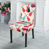 Red Blue Guitar Pattern Dining Chair Slipcover