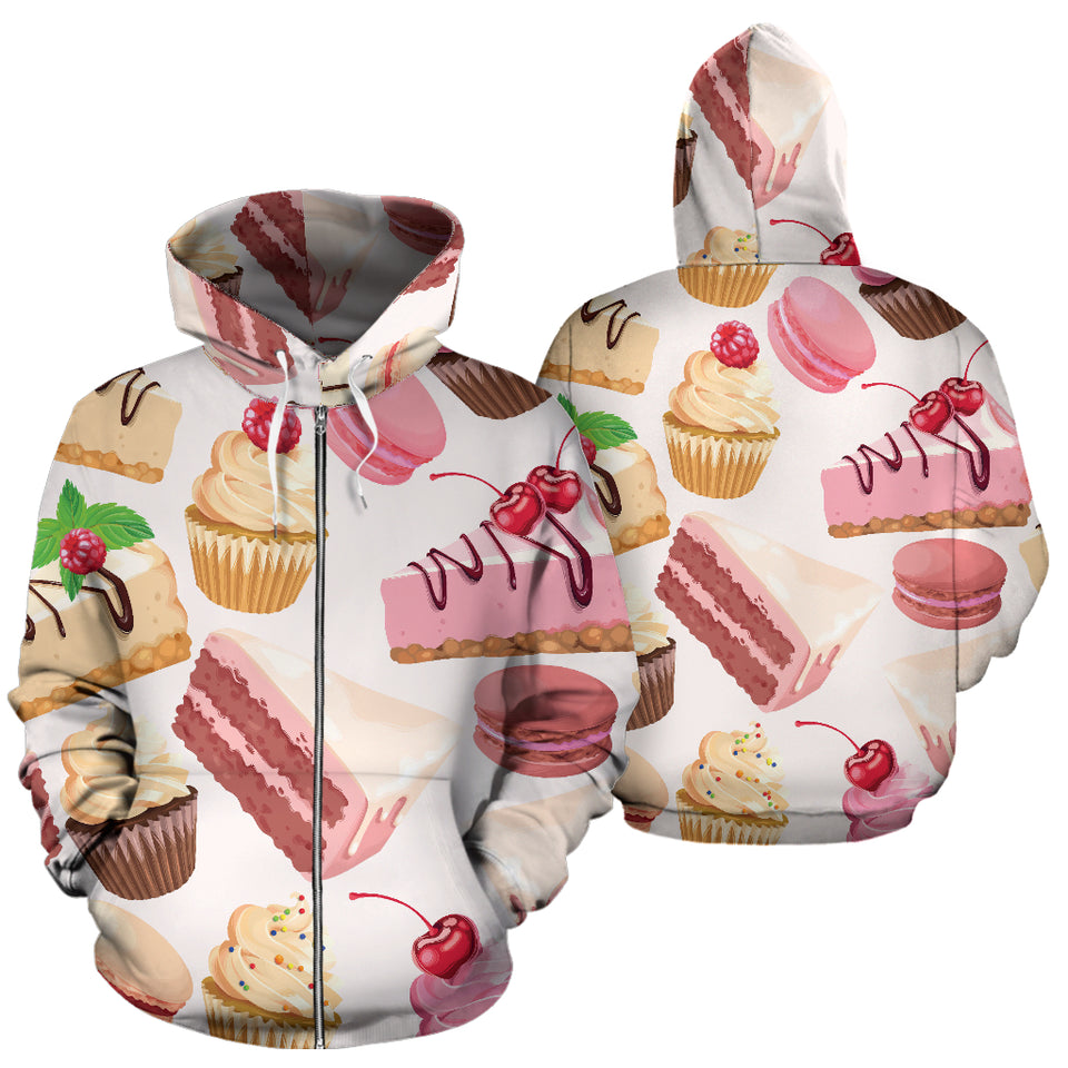 Cake Cupcake Sweets Pattern Zip Up Hoodie