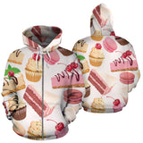 Cake Cupcake Sweets Pattern Zip Up Hoodie