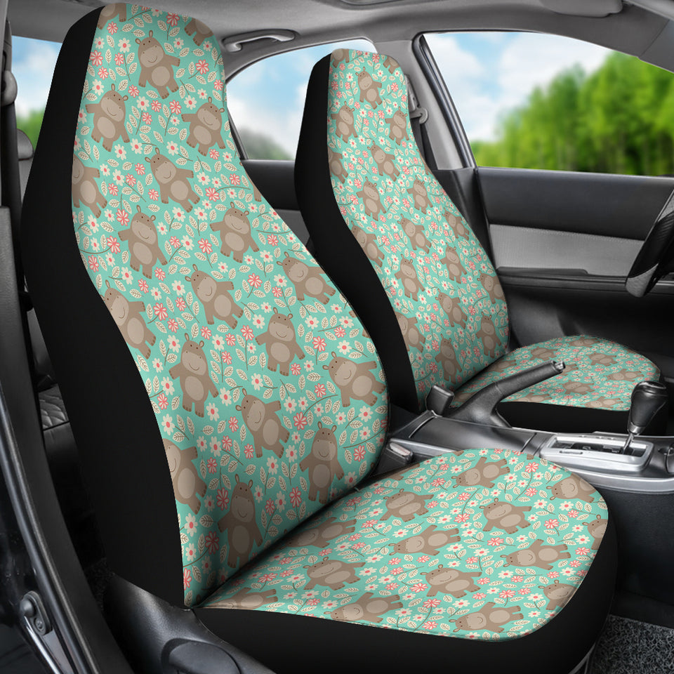 Hippopotamus Pattern Print Design 02 Universal Fit Car Seat Covers