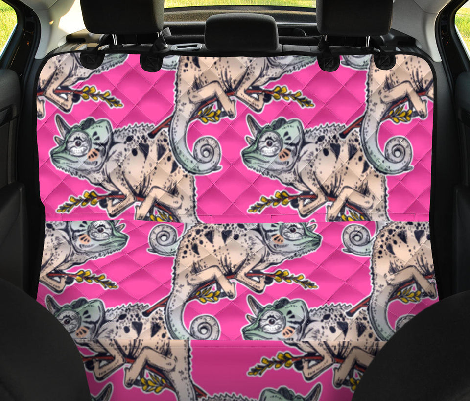 Chameleon Lizard Pattern Pink Background Dog Car Seat Covers