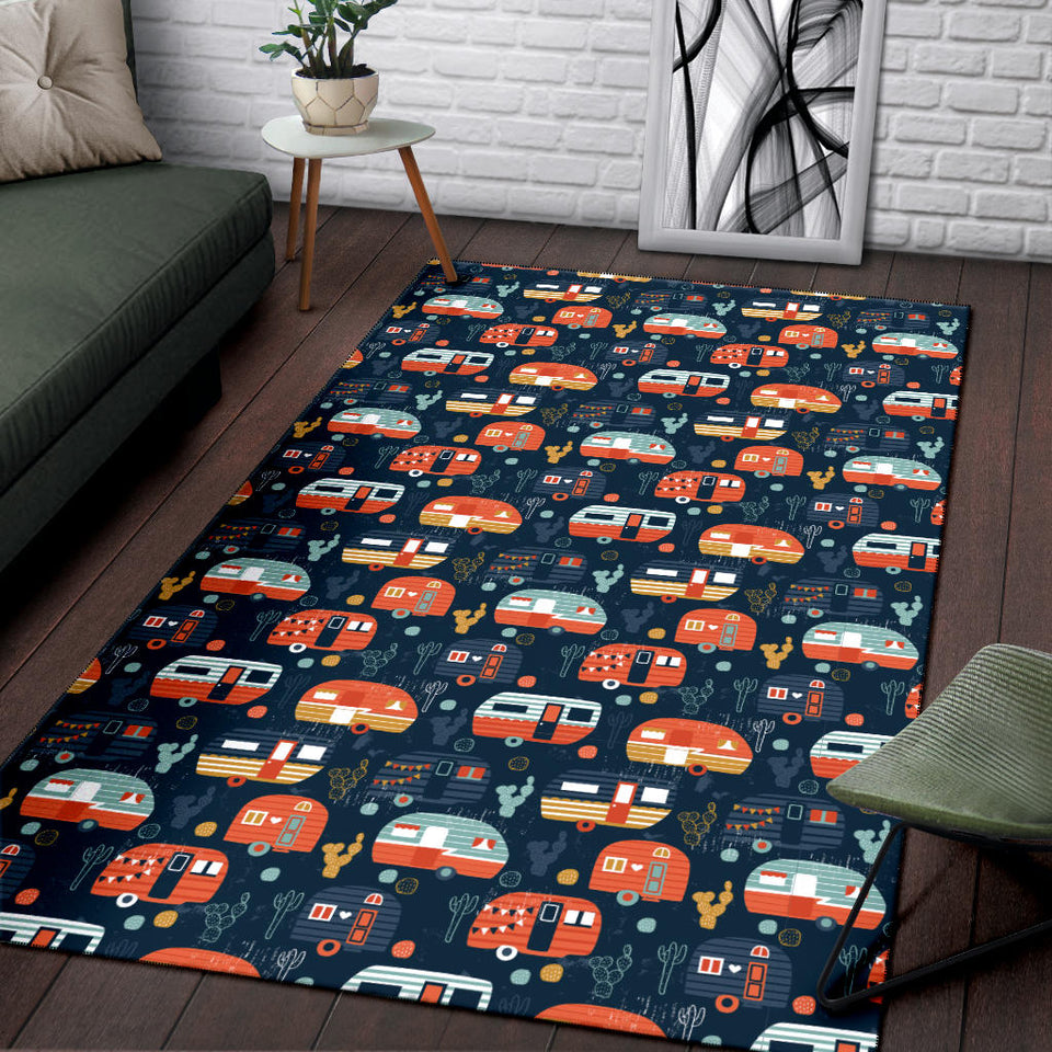 Camper Van Pattern Print Design 05 Area Rug