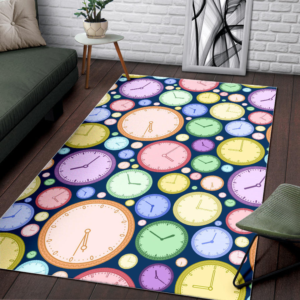Colorful Clock Background Area Rug