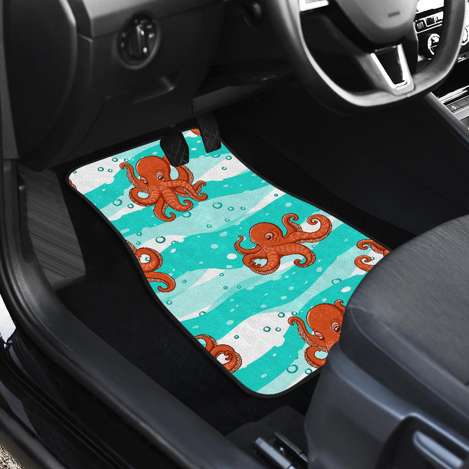 Octopuses Sea Wave Background Front And Back Car Mats