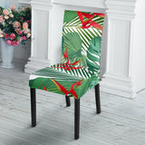 Heliconia Palm And Monstera  Leaves Pattern Dining Chair Slipcover
