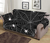 Spider web design pattern Black background white cobweb Sofa Cover Protector