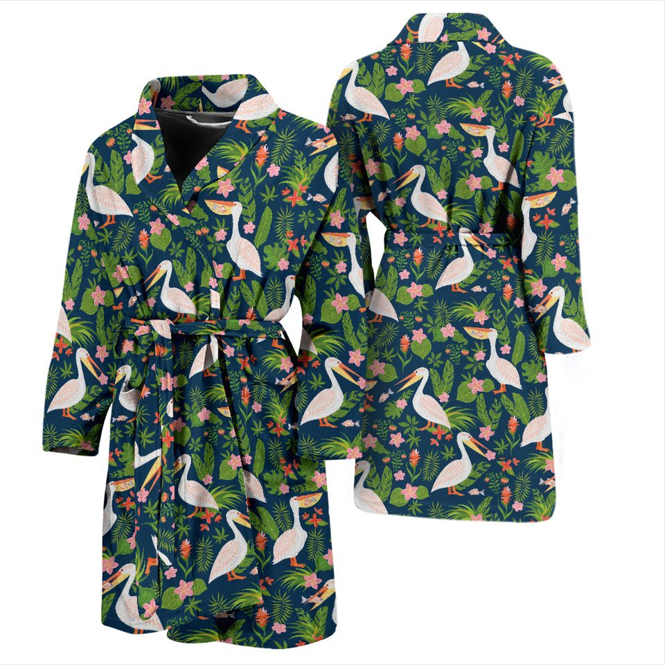 Pelican Pattern Print Design 05 Men's Bathrobe