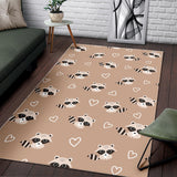 Cute Raccoon Heart Pattern Area Rug