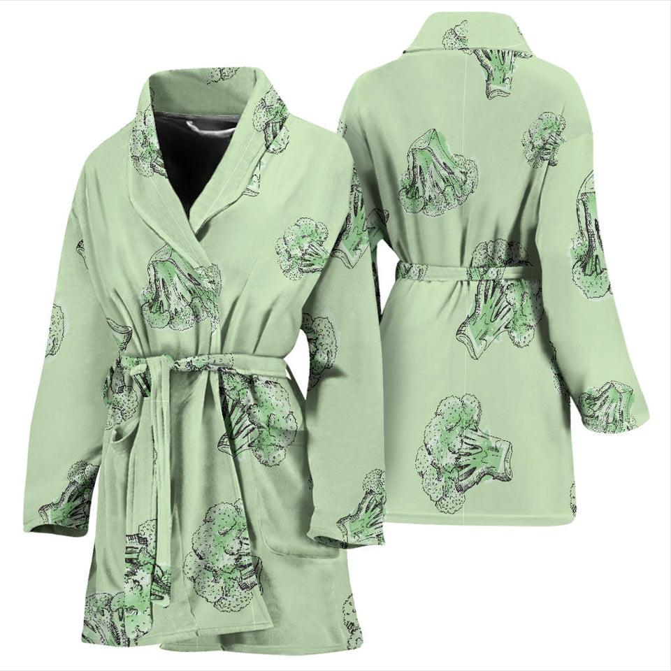 Broccoli Sketch Pattern Women'S Bathrobe
