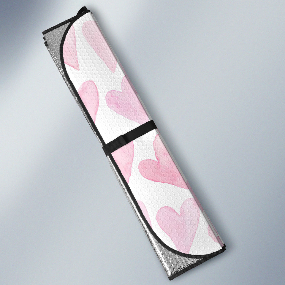 Watercolor Pink Heart Pattern Car Sun Shade