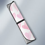Watercolor Pink Heart Pattern Car Sun Shade