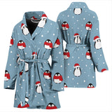 Cute Penguin Christmas Snow Pattern Women'S Bathrobe