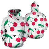 Cherry Pattern White Background Men Women Pullover Hoodie
