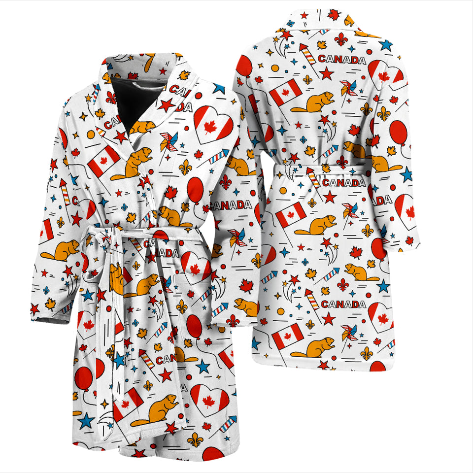 Canada Pattern Print Design 03 Men's Bathrobe