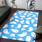 Cute White Sea Lion Seals Pattern Area Rug