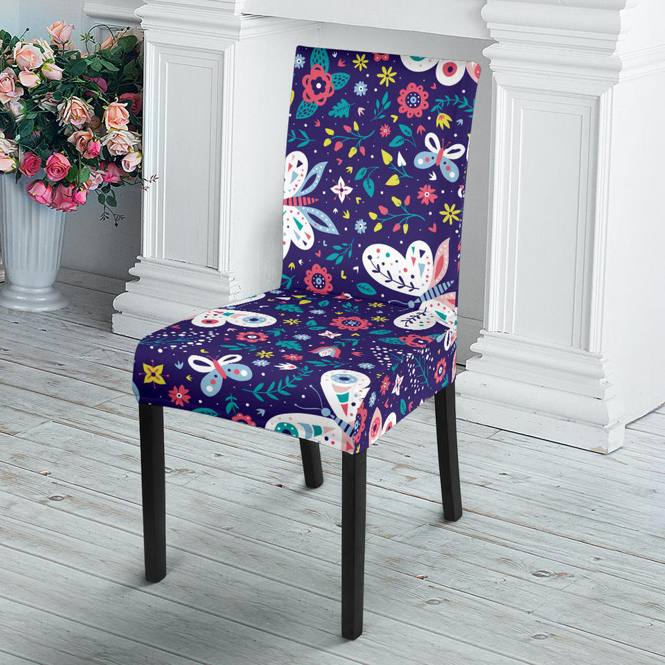 Colorful Butterfly Flower Pattern.Eps Dining Chair Slipcover