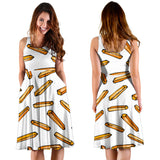 French Fries Potato Pattern Sleeveless Midi Dress