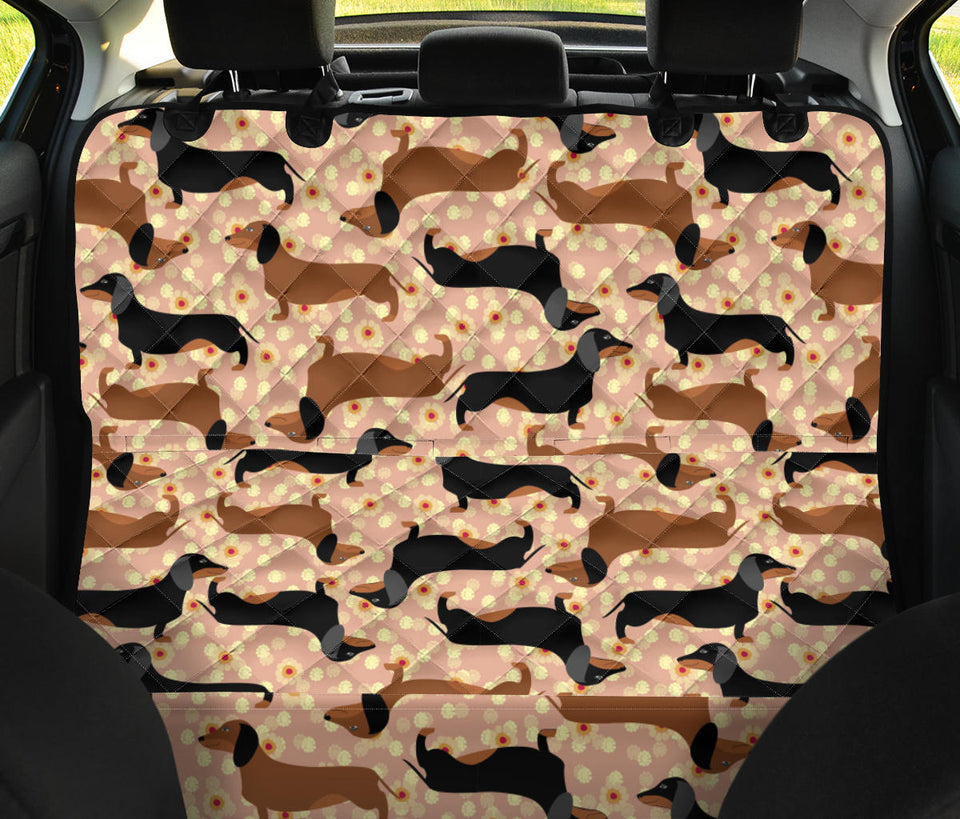 Dachshund Floral Background Dog Car Seat Covers