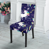Hand Drawn Cute Unicorn Star Planet Dining Chair Slipcover