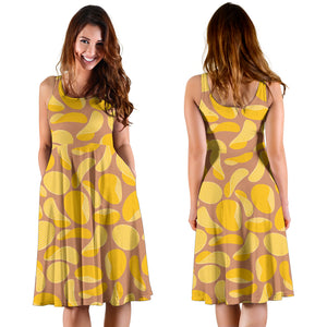 Potato Chips Pattern Print Design 01 Sleeveless Midi Dress